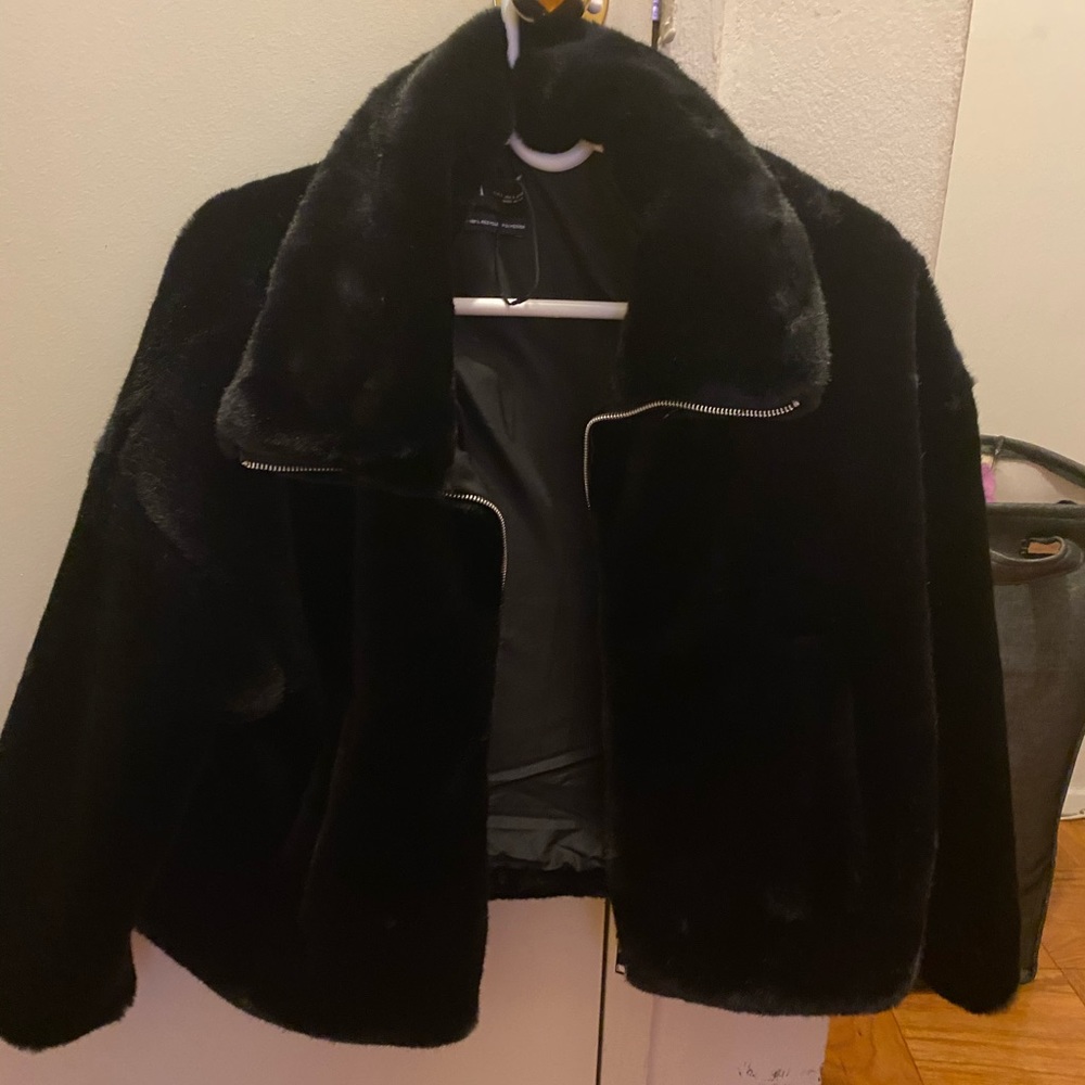 Zara Cropped Faux Fur Bomber